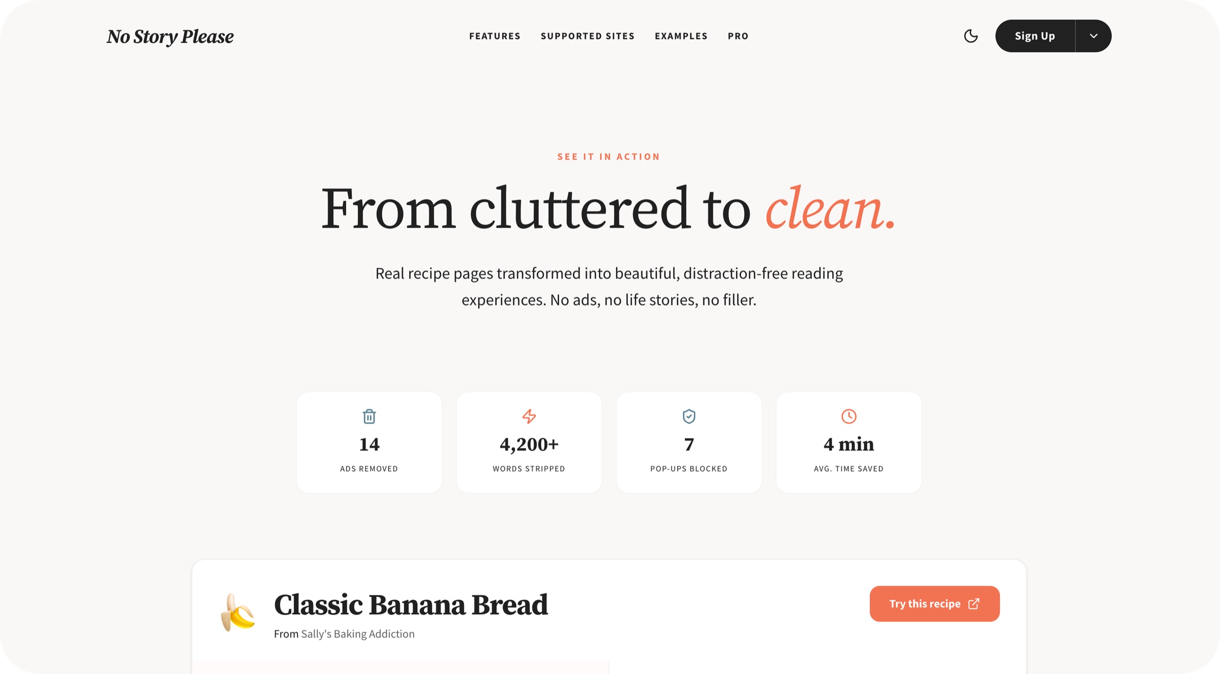 No Story Please - Features Light Mode