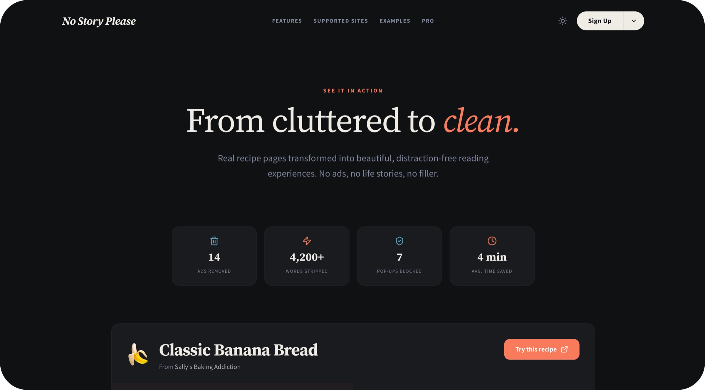 No Story Please - Features Overview